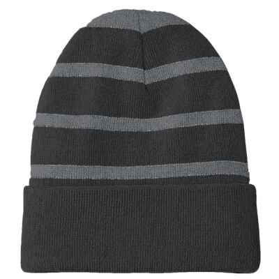 Striped Beanie with Solid Band Thumbnail
