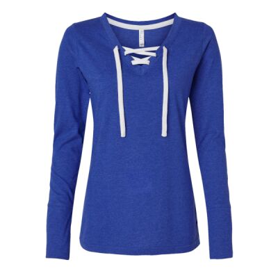 Women's Fine Jersey Lace-Up Long Sleeve T-Shirt Thumbnail